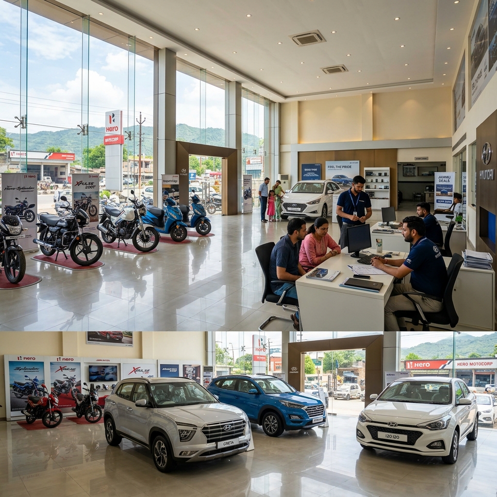 Vehicle dealership showroom in Jammu, partner network